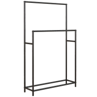 HOMCOM Towel Rack, freestanding, 2 bars, rustproof, 66x20x110cm, Black