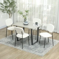 HOMCOM 4-piece Set Dining Chairs, Soft Fabric Upholstery, Steel Legs, Armless Design, White(m-2)