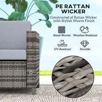 Outsunny Rattan Sofa, 2 Seater Garden Furniture with Soft Padded Cushion and Armrests, Wicker Garden Loveseat for Patio, Mixed Grey(m-4)