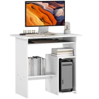 HOMCOM Computer Desk, Desk, Particleboard, Metal, 80 x 45 x 75 cm, White(m-5)