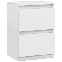 HOMCOM Bedside table with 2 drawers, Side table with storage for living room, bedroom, White(m-1)