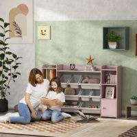 AIYAPLAY Estantería de almacenamiento infantil, estante para juguetes y libros, para un orden claro, 8 cajas extraíbles, Rosa(m-2)