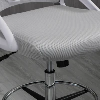 Vinsetto Bureaustoel, Ergonomische Schreibtischstoel, Sta-functie, met Voetensteun, Draaibare Zitting, Staal, Zwart, 64 x 60 x 106-126 cm(m-10)