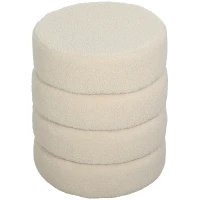 HOMCOM Stool, round, Teddy fleece, up to 120 kg, Φ40x45H cm, Beige(m-7)