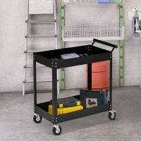 DURHAND Workshop trolley, 2 tiers, cart, 4 casters, steel, up to 150 kg, 84.5 x 38 x 84 cm, Black(m-2)