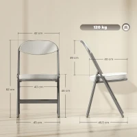 HOMCOM 4-Piece Padded Folding Chairs Set, Foldable Chairs with Cord Upholstery, Backrest, Metal Frame, Cream White(m-3)