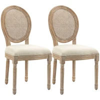 HOMCOM 2-Pack Kitchen Chairs, Softly Padded, Vintage Design, Rattan Look, Beige(m-1)