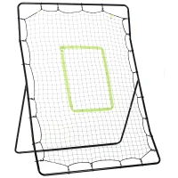 HOMCOM Plasă Rebounder Pliabilă pentru Fotbal și Baseball cu 21 de Corzi și Zonă de Precizie, 123x90x174 cm, Negru(m-1)