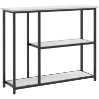 HOMCOM Industrial-design console table, 2 shelves, marble-look, Black + White(m-1)
