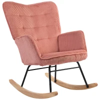 HOMCOM Rocking chair, relax armchair, rocking armchair, supports up to 120 kg, polyester, 98 x 71 x 101 cm, Pink(m-6)