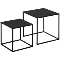 HOMCOM side table, coffee table, nesting table, 2-piece set, modern design, steel frame, black, 40 x 40 x 40cm