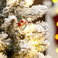 HOMCOM Mini Árbol de Navidad Artificial 60 cm con 35 Luces LED 72 Ramas Densas con Nieve Adornos y Base de Arpillera Verde(m-8)