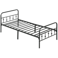 HOMCOM Simple metal bed frame, Easy to assemble, with noise-damping rubber buffers, Black