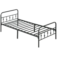HOMCOM Simple metal bed frame, Easy to assemble, with noise-damping rubber buffers, Black(m-1)