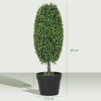 HOMCOM Set of 2 artificial plants, UV-resistant potted artificial shrubs, plastic, cement, green(m-3)