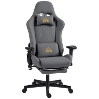 HOMCOM Ergonomic gaming chair with 3D armrests, adjustable, rolling desk chair with lumbar support, gray(m-7)