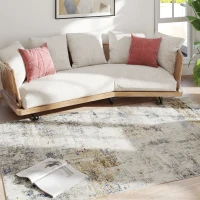 HOMCOM Living room rug, Polyester, modern artistic pattern, washable, Gray(m-7)