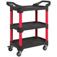 HOMCOM Tool cart with 3 tiers, side handles, wheels, plastic, black(m-1)
