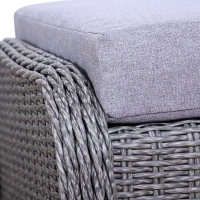 Outsunny 5PCS Deluxe Garden Rattan Furniture Sofa Chair & Stool Table Set  Patio Wicker Weave Furniture Set Aluminium Frame Fully-assembly - Grey(m-7)