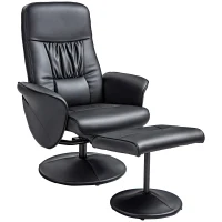 HOMCOM 2-piece chair set Chair with ottoman Recliner with ottoman, height-adjustable, reclining backrest, Black(m-6)