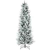 HOMCOM Pom de Craciun Artificial 225cm cu 988 Ramuri Inzapezite, Baza de Otel, Verde(m-1)
