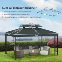 Outsunny Copertina pentru cort 4x3 m cu 2 niveluri, gri antracit(m-3)