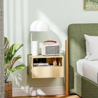 HOMCOM 2-piece wall-mounted bedside table set, bedside table, night cabinet, particleboard, natural, 45 x 35 x 27.5 cm(m-4)