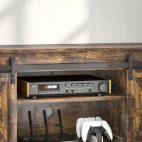 HOMCOM TV Lowboard, Industrial design, for 60" TVs, 6 compartments, 2 sliding doors, Brown/Black(m-4)