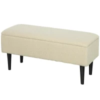 HOMCOM Vintage-style bench, shoe bench, hidden storage, cashmere look, beige + black(m-7)