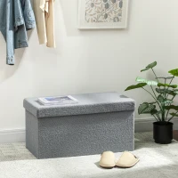HOMCOM Storage Ottoman, Upholstered Bench with Storage and Lid for Living Room, Bedroom, Hallway, Dark Gray(m-2)