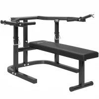 SPORTNOW Bancă pentru Ridicat Greutăți Reglabilă pe Înălțime, Bancă Plată Multifuncțională, 150x150x60-85 cm, Negru(m-1)