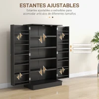 HOMCOM Armario Despensa Cocina con 2 Puertas y 16 Estantes Alacena Moderna con Estantes Ajustables 60x30x104cm Negro(m-5)
