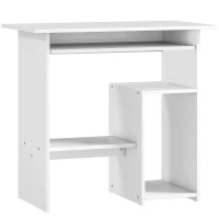 HOMCOM Computer Desk, Desk, Particleboard, Metal, 80 x 45 x 75 cm, White(m-1)