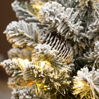 HOMCOM Mini Árbol de Navidad Artificial 60 cm con 35 Luces LED 72 Ramas Densas con Nieve Adornos y Base de Arpillera Verde(m-9)