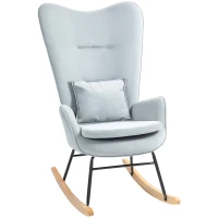 HOMCOM Rocking chair, soft velvet-look cover, with lumbar cushion, supports up to 120 kg, 67 x 85 x 112 cm, Light Gray(m-6)