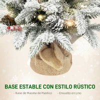HOMCOM Mini Árbol de Navidad Artificial 60 cm con 35 Luces LED 182 Ramas Densas con Nieve Adornos y Base de Arpillera Verde(m-7)