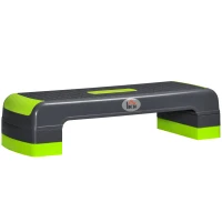 HOMCOM Stepper Aerobic Reglabil pe 3 Înălțimi, Step Fitness din Plastic pentru Antrenament, 78x28x10/15/20 cm, Verde(m-1)