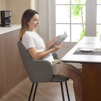 HOMCOM Dining chair, Cord upholstery, Shell shape, Metal legs, Foot pads, Gray(m-5)