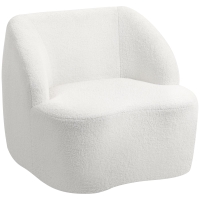 HOMCOM Modern Armchair with Fleece Upholstery, Cozy Upholstered Chair for Living Room, Bedroom, Home Office, Cream White