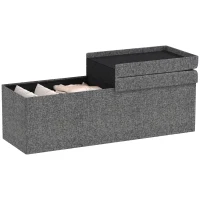 HOMCOM Storage ottoman with storage, foldable design, soft padding, for hallway, living room, bedroom, Dark Grey(m-5)