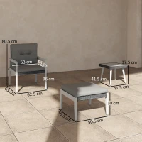 Outsunny Five-Piece Rattan Patio Set, with Wood-Top Table - Grey(m-3)