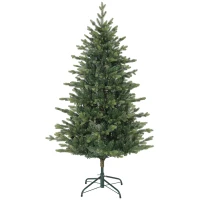 HOMCOM 150 cm Artificial Christmas Tree, Realistic Christmas Tree with 1202 Articulated Branch Tips, Metal Stand, Green(m-6)