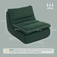 HOMCOM Foam floor armchair, reclining chair with washable cover, lounge chair for living room, bedroom, green(m-3)