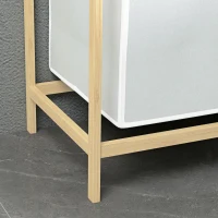 HOMCOM Laundry basket with 2 wash bags, 1 shelf, bamboo, 63.5 cm x 33 cm x 73 cm, Light gray + Natural(m-5)