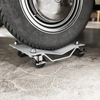 DURHAND Two-Piece Car Wheel Dolly with Swivel Casters, Non-Slip Metal Plates, 680kg Capacity, Grey(m-9)
