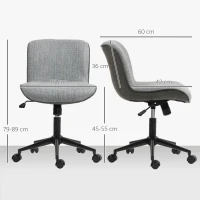 HOMCOM Armless office chair, padded, height-adjustable, swivel, on casters, Grey(m-3)