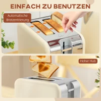 HOMCOM Waterkoker- en broodrooster-set, 2200 W, 7 bruiningsstanden, diverse functies, crème(m-8)