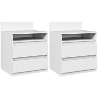 HOMCOM Nightstand 2-pack with drawers and shelf, modern side table for bedroom, white