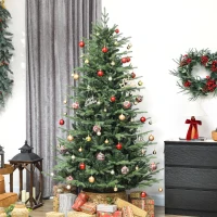 HOMCOM Árbol de Navidad Artificial 210 cm con 2322 Ramas y Soporte Metálico Plegable Fácil Montaje para Salón Interior Verde(m-9)