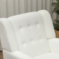 HOMCOM Armchair, Wing Chair, Upholstered Chair, Wooden Legs, Button Tufting, White(m-4)